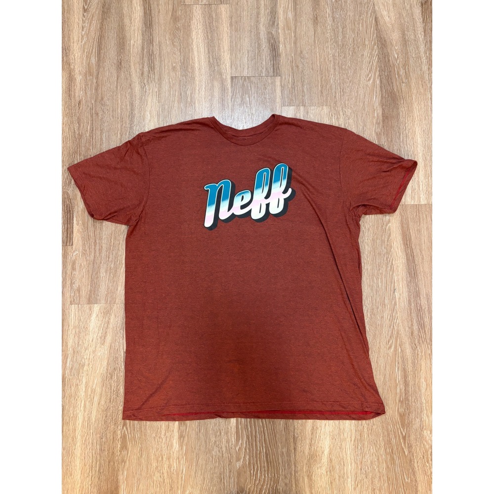 Neff Mens 3XL Graphic T-Shirt Burgundy Heather Retro Logo Short Sleeve Tee